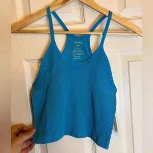 Adidas Women's Blue Ribbed Crop Top